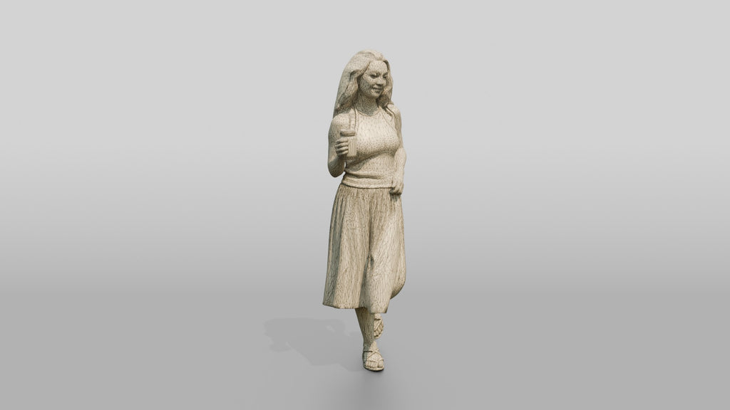 Woman with a Cocktail in an Olive Skirt