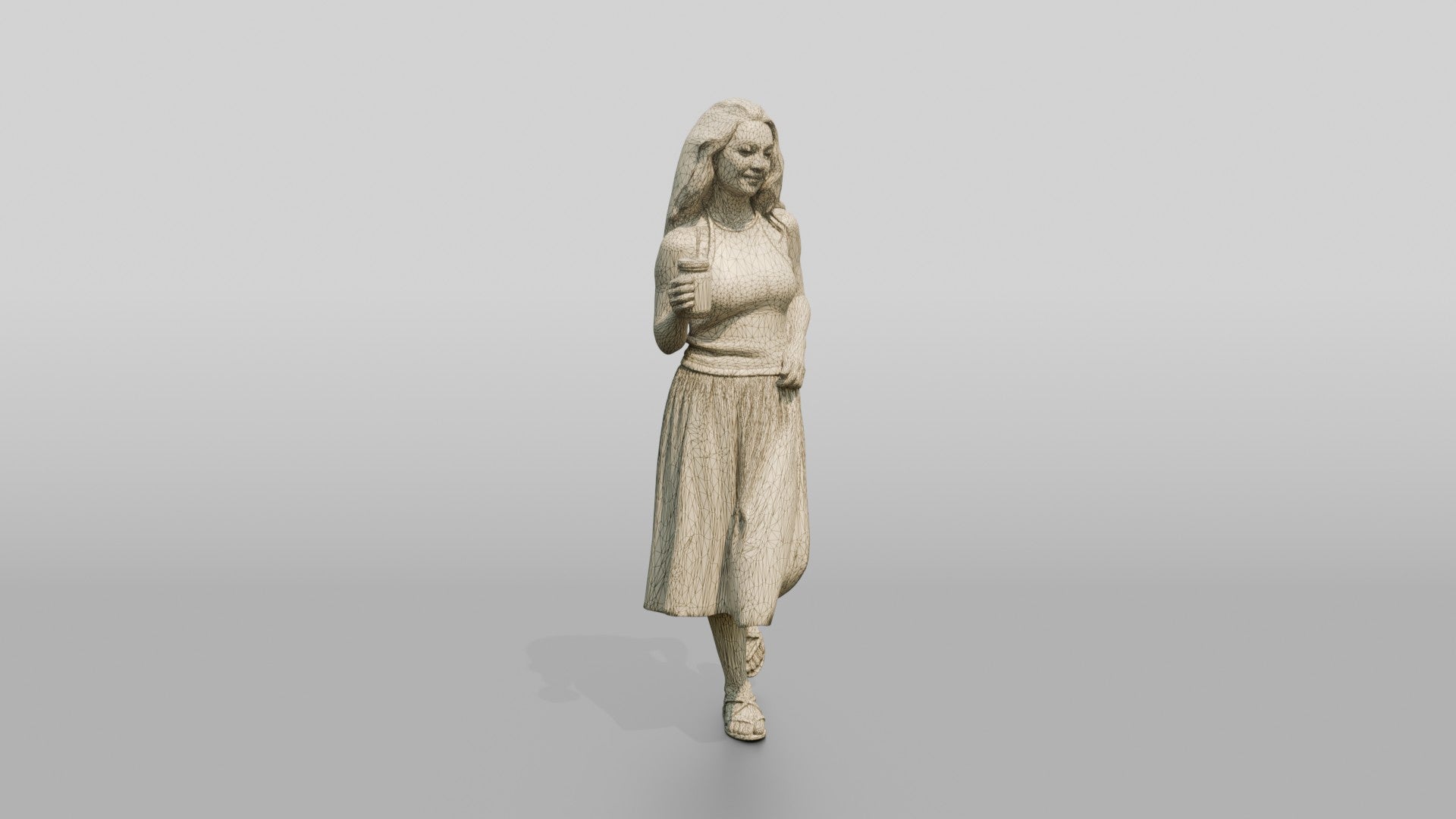 Woman with a Cocktail in an Olive Skirt