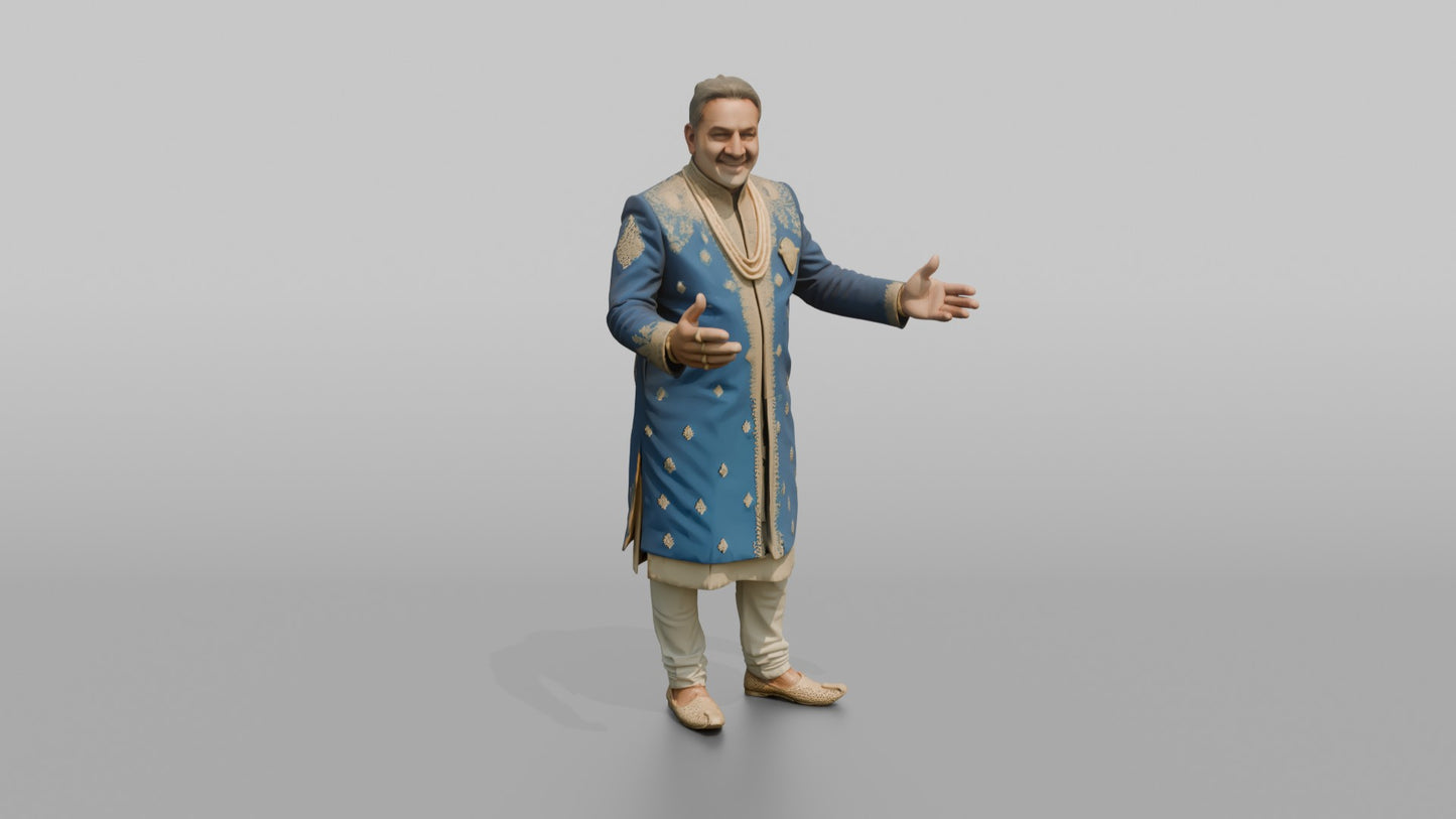 South Asian Wedding Guest Gesturing a Welcome
