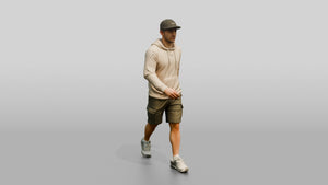 Latino Man Walking Focused on the Boardwalk - 3D character model, view 1