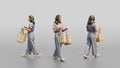 Woman Walking with Canvas Tote Bags