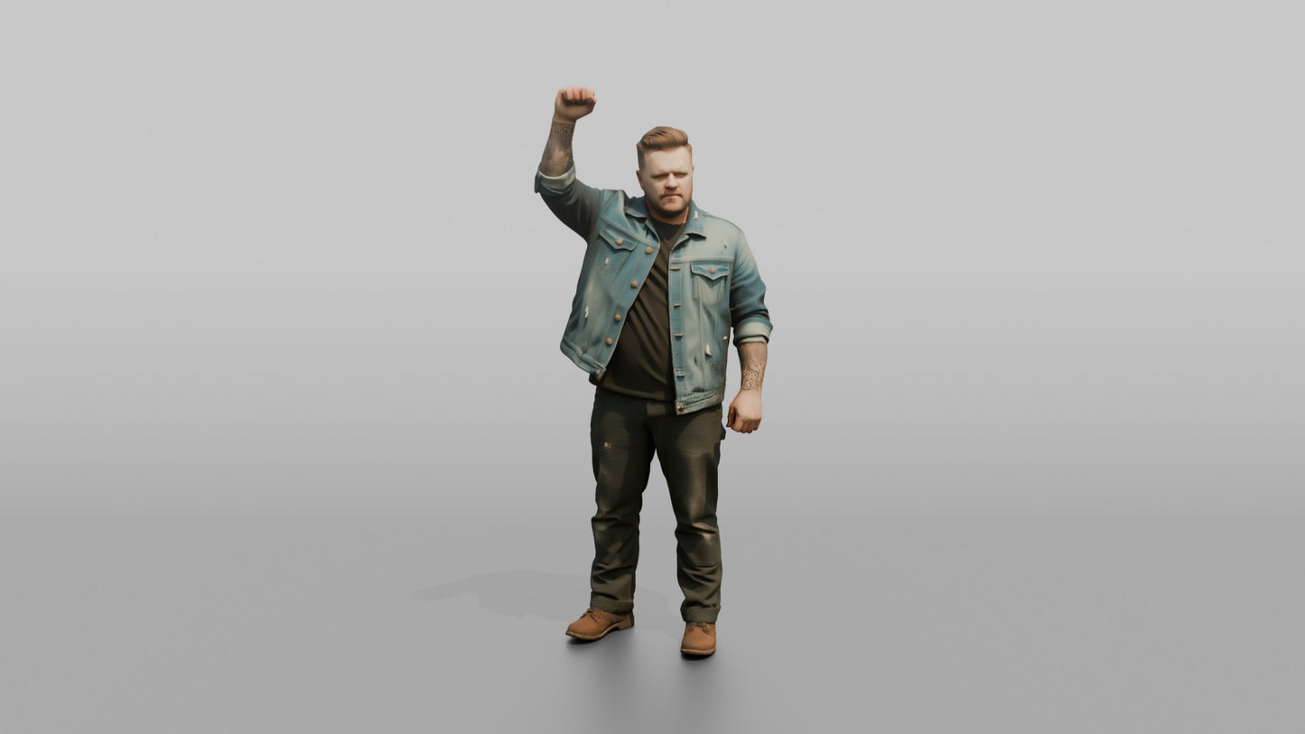 Protester Man Raising a Fist in the Air