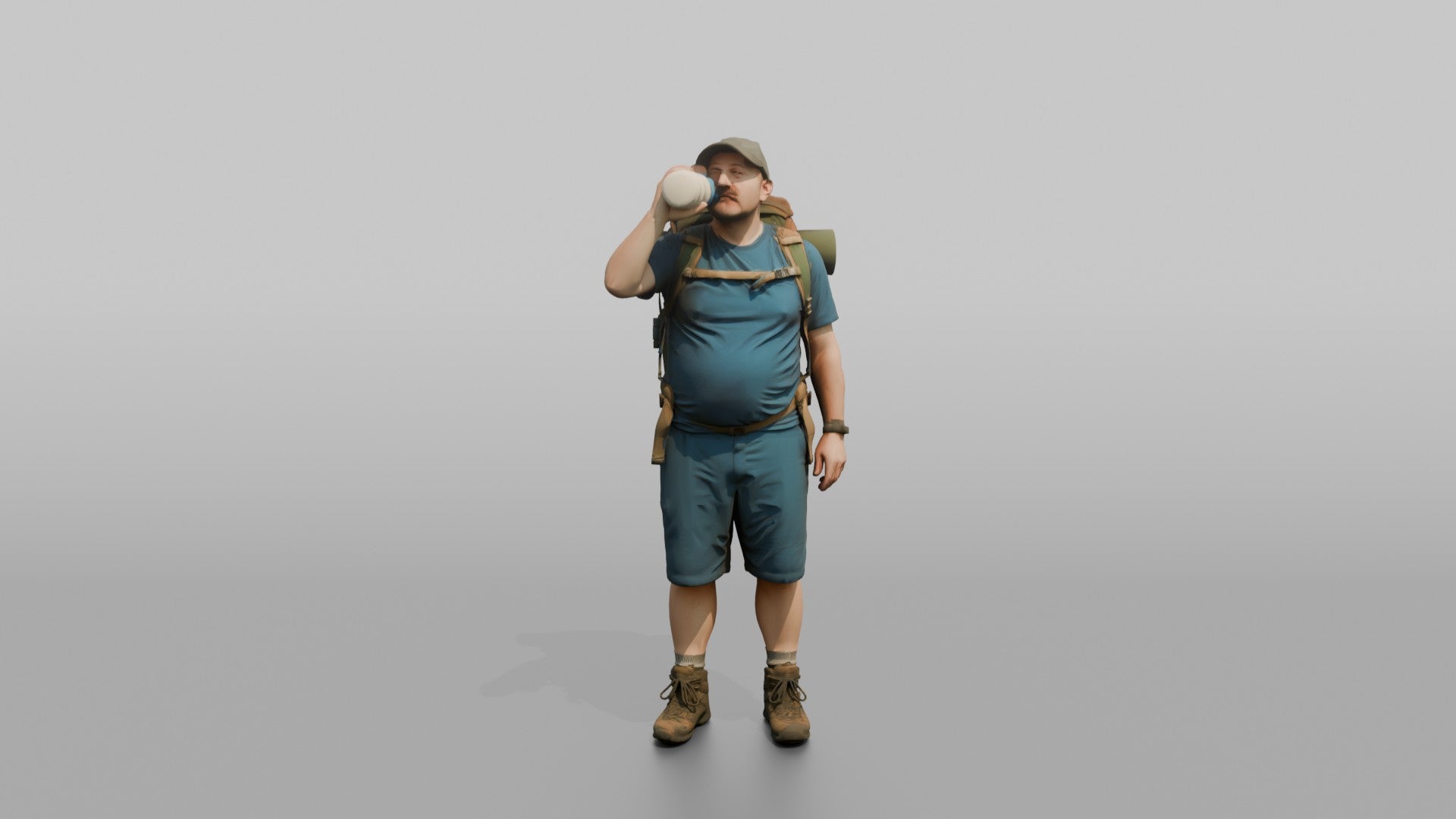 Hiker Drinking from a Large Sports Bottle