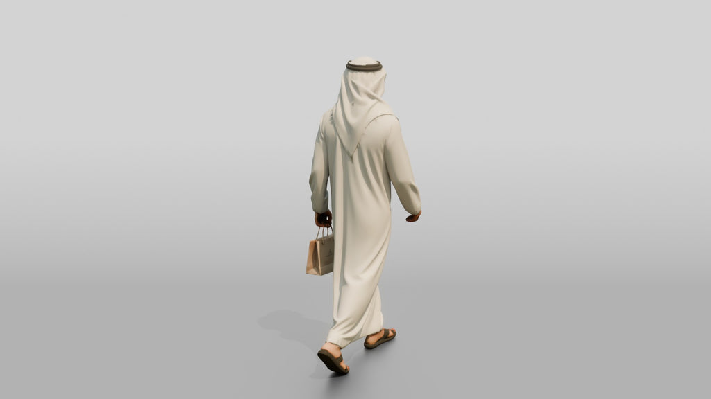 Young Emirati Man in White Kandura Shopping