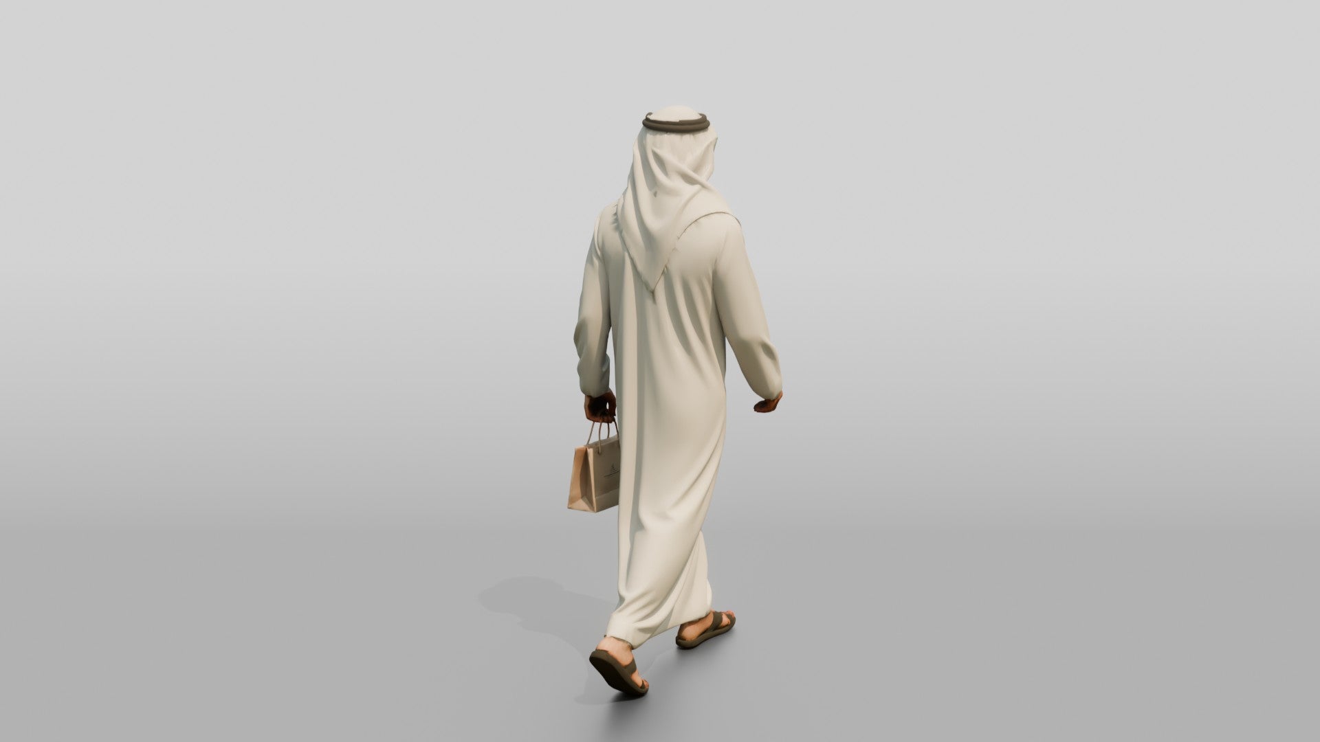Young Emirati Man in White Kandura Shopping