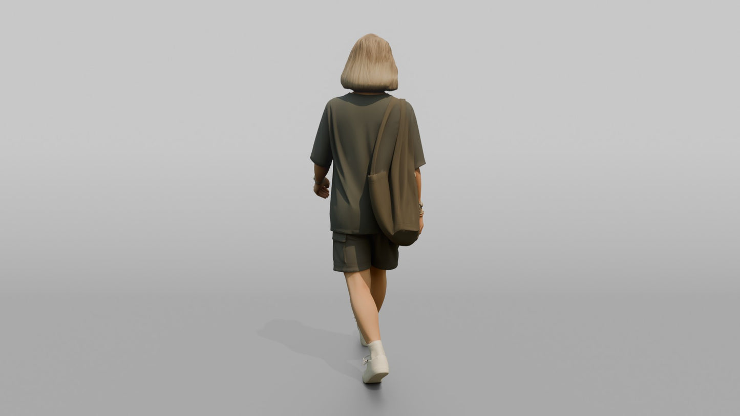 Scandinavian Woman Walking in an Oversized Graphic Tee