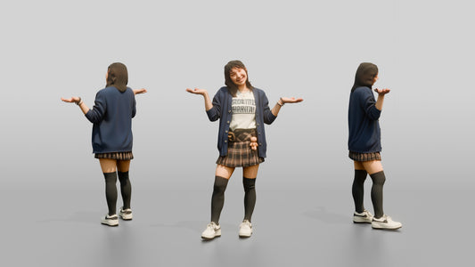 Asian Woman Shrugging Playfully