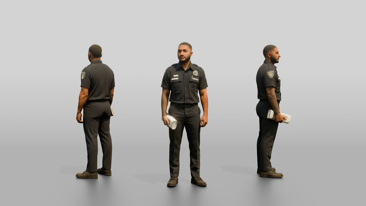 Police Officer with Paperwork Under His Arm