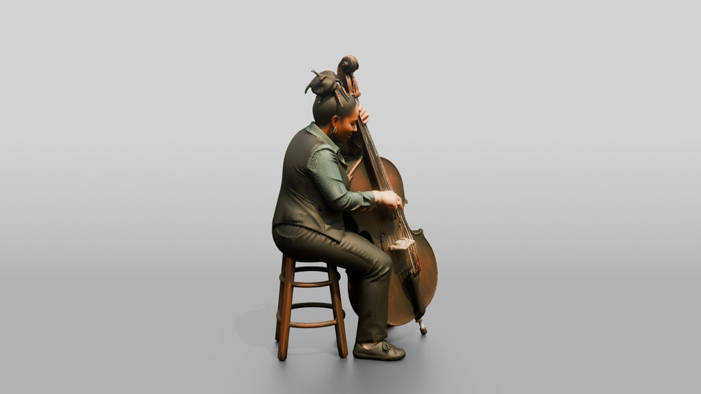 Jazz Double Bassist Plucking Strings