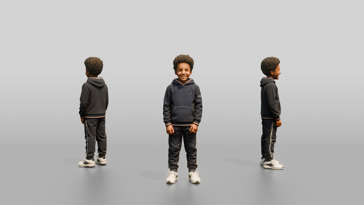 African-American Boy in Fleece Winter Tracksuit