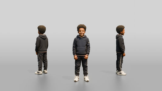 African-American Boy in Fleece Winter Tracksuit