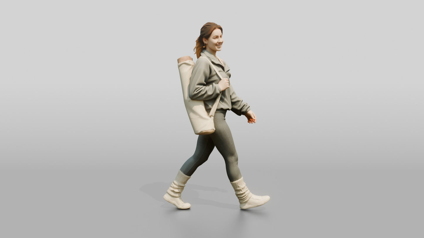 Walking Woman in Fleece with Mat
