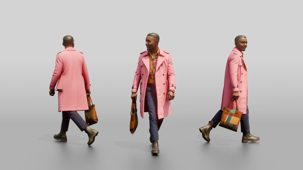 Stylish African Man in a Pink Trench Coat