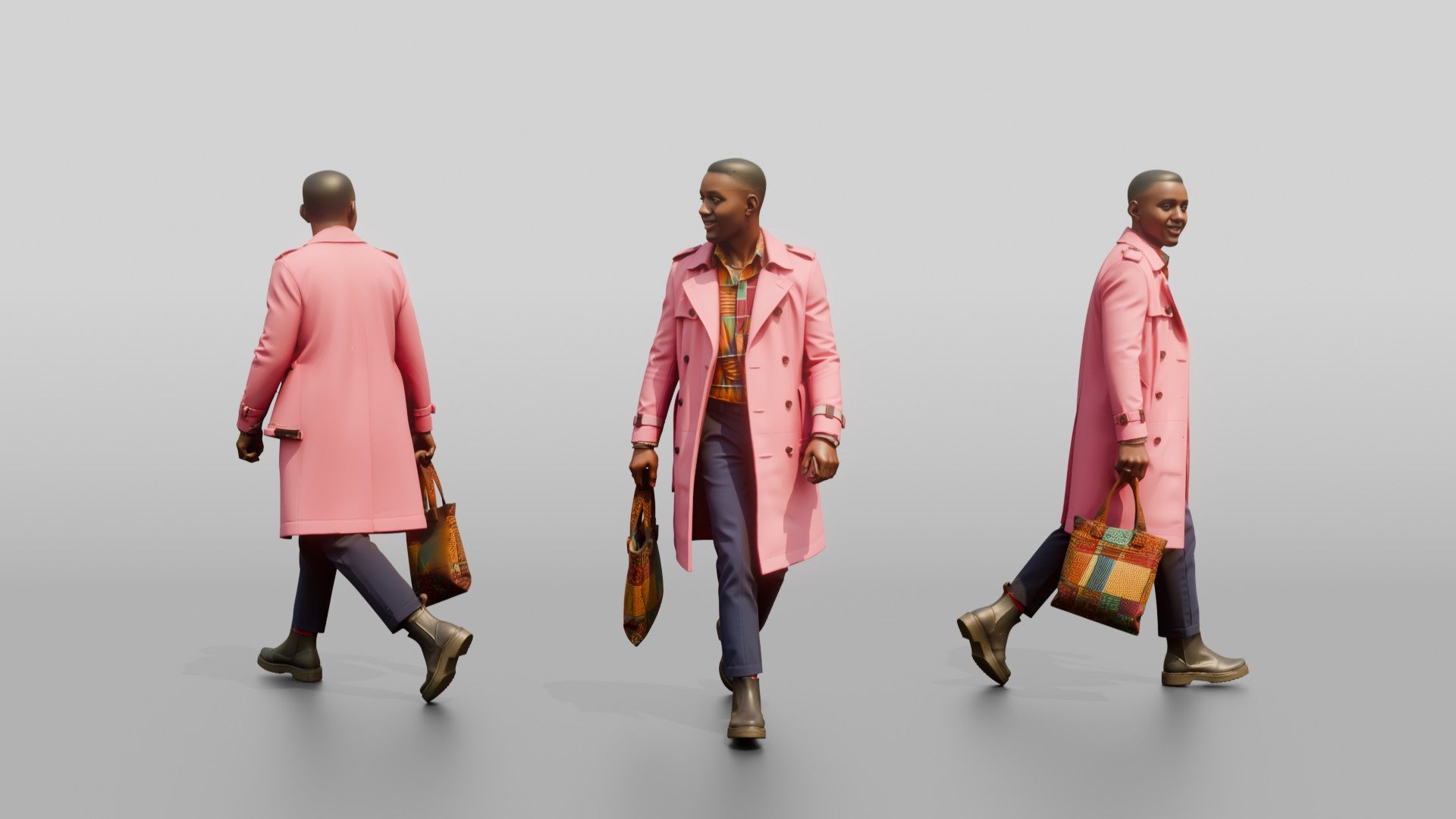 Stylish African Man in a Pink Trench Coat