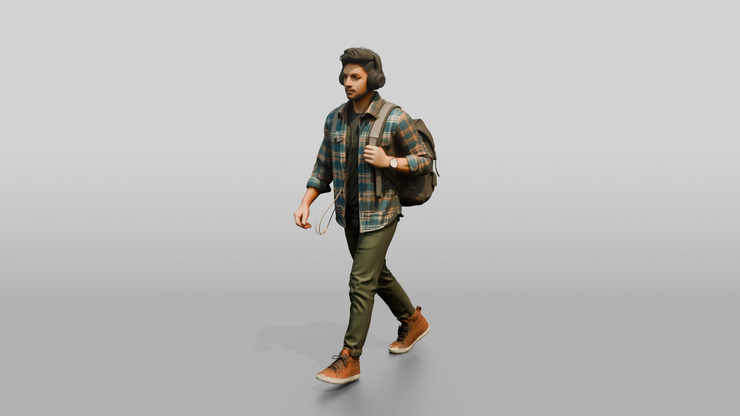 Man Walking with a Backpack