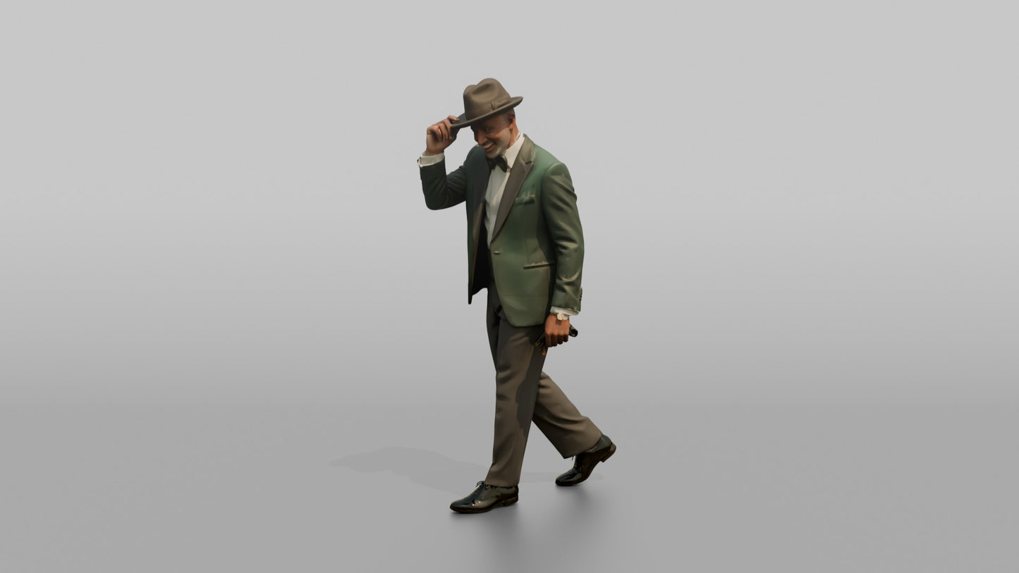 Wedding Guest Tipping His Fedora Hat