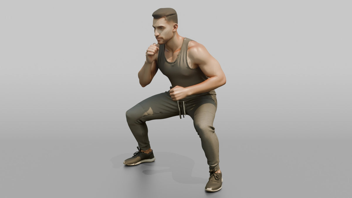 Fitness Influencer Man Doing A Wide-stance Squat - 3D character model, view 4