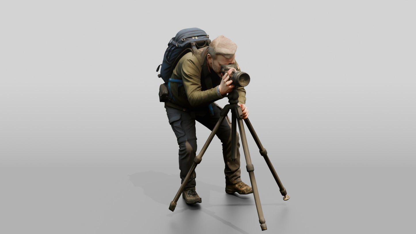 Man Setting Up Camera Tripod