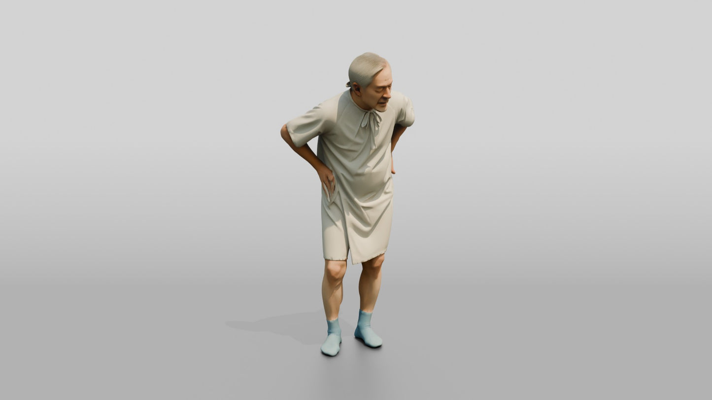 Elderly Man Patient Bent Over in Back Pain