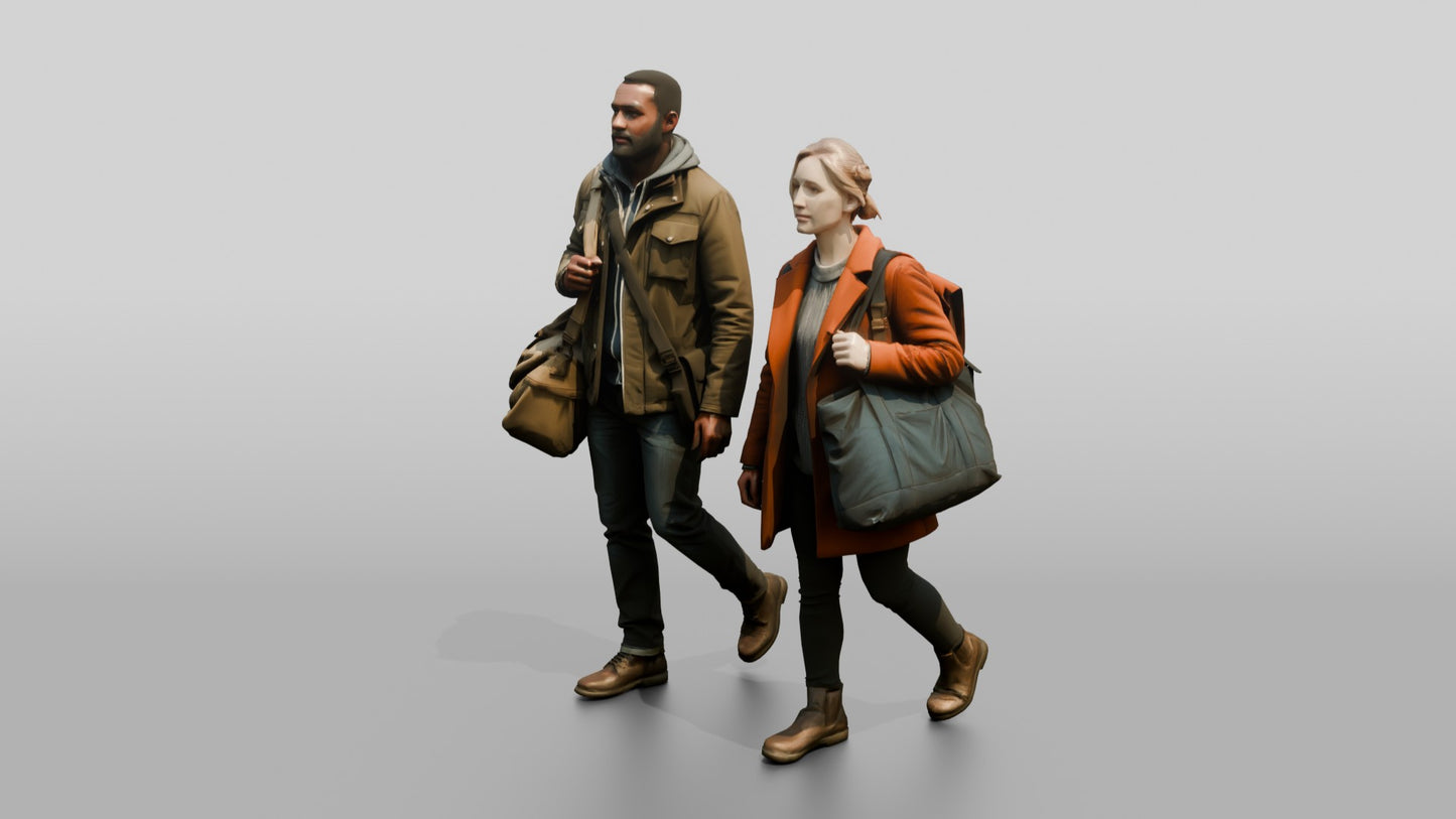 African-European Couple Walking