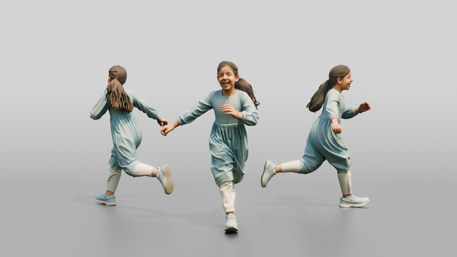 Young Emirati Girl Playing Tag in the Park