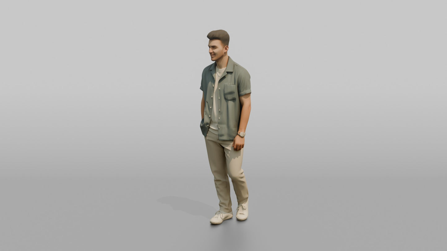 Man Posing in a Casual Linen Shirt