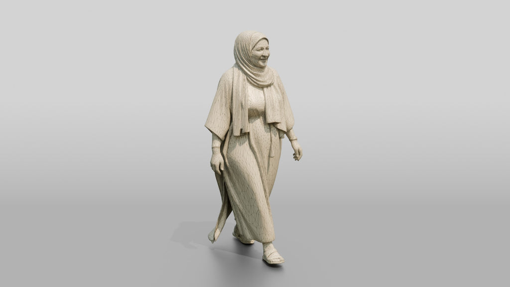 Plus-Size Middle-Aged Jordanian Woman in Hijab and Kaftan