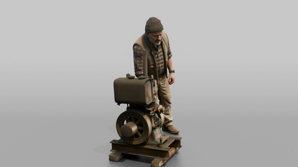 Farmer Starting Older Utility Engine