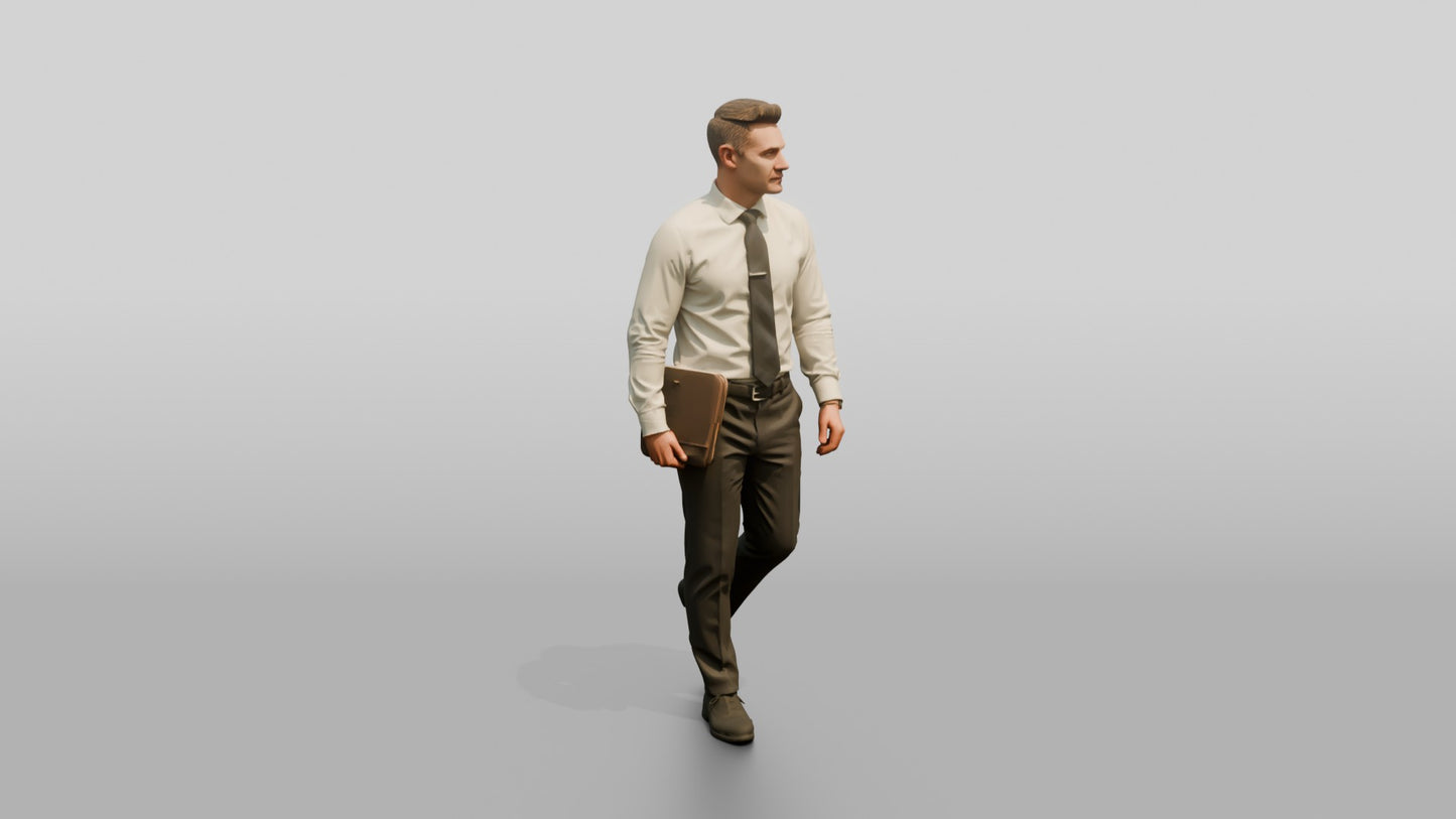 Businessman Walking Down the Hallway