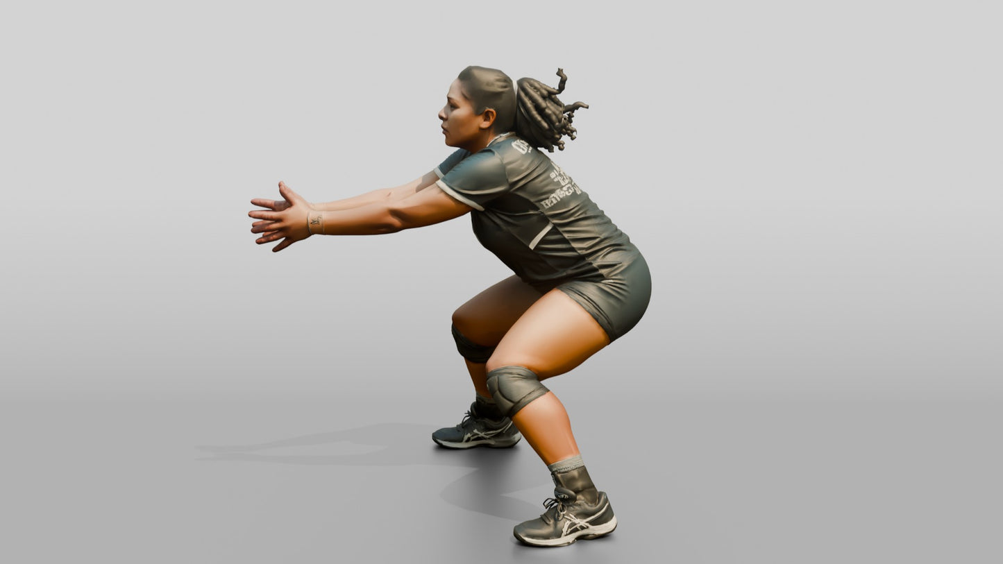 Hispanic Female Volleyball Player in Dark Grey Uniform