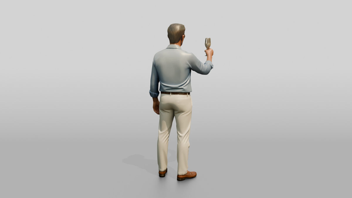 Relaxed Man with a Sunset Drink - 3D character model, view 3