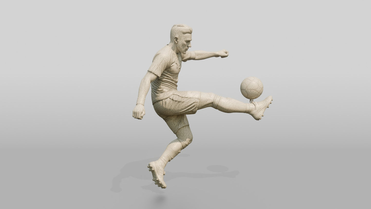 Soccer Player Spin Volley Strike