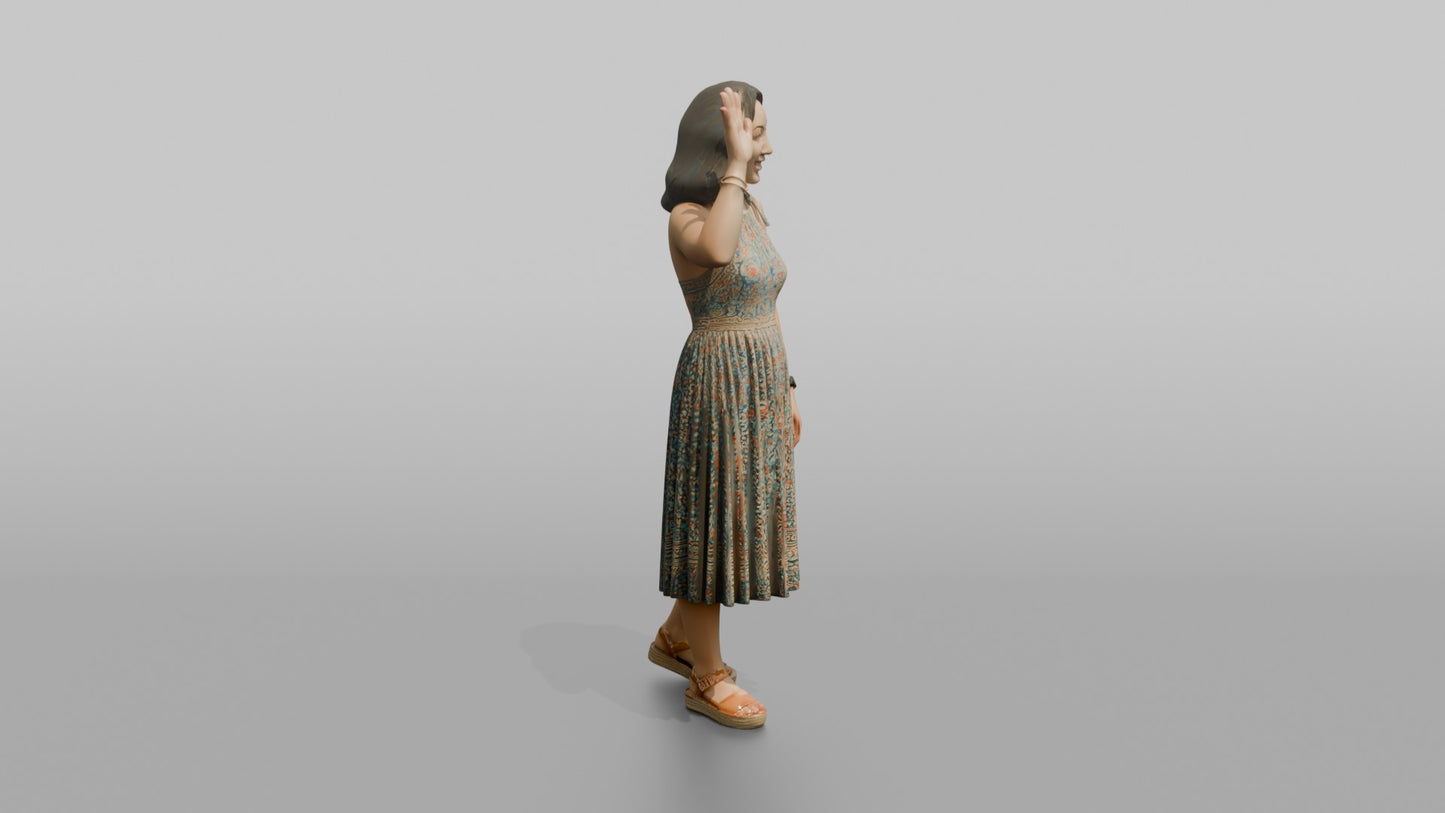 Vacationer Wearing Halter Dress And Platform Sandals