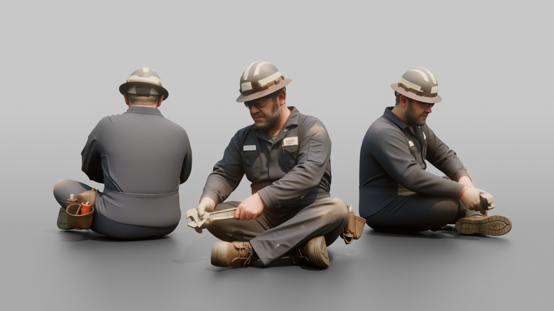 Engineer Tightening a Bolt on a Pipe Fitting
