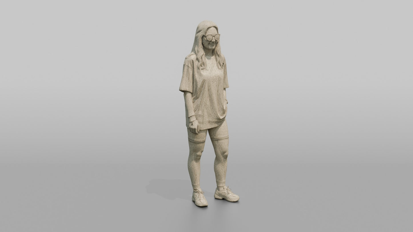 Woman Standing in a Pastel Oversized T-Shirt