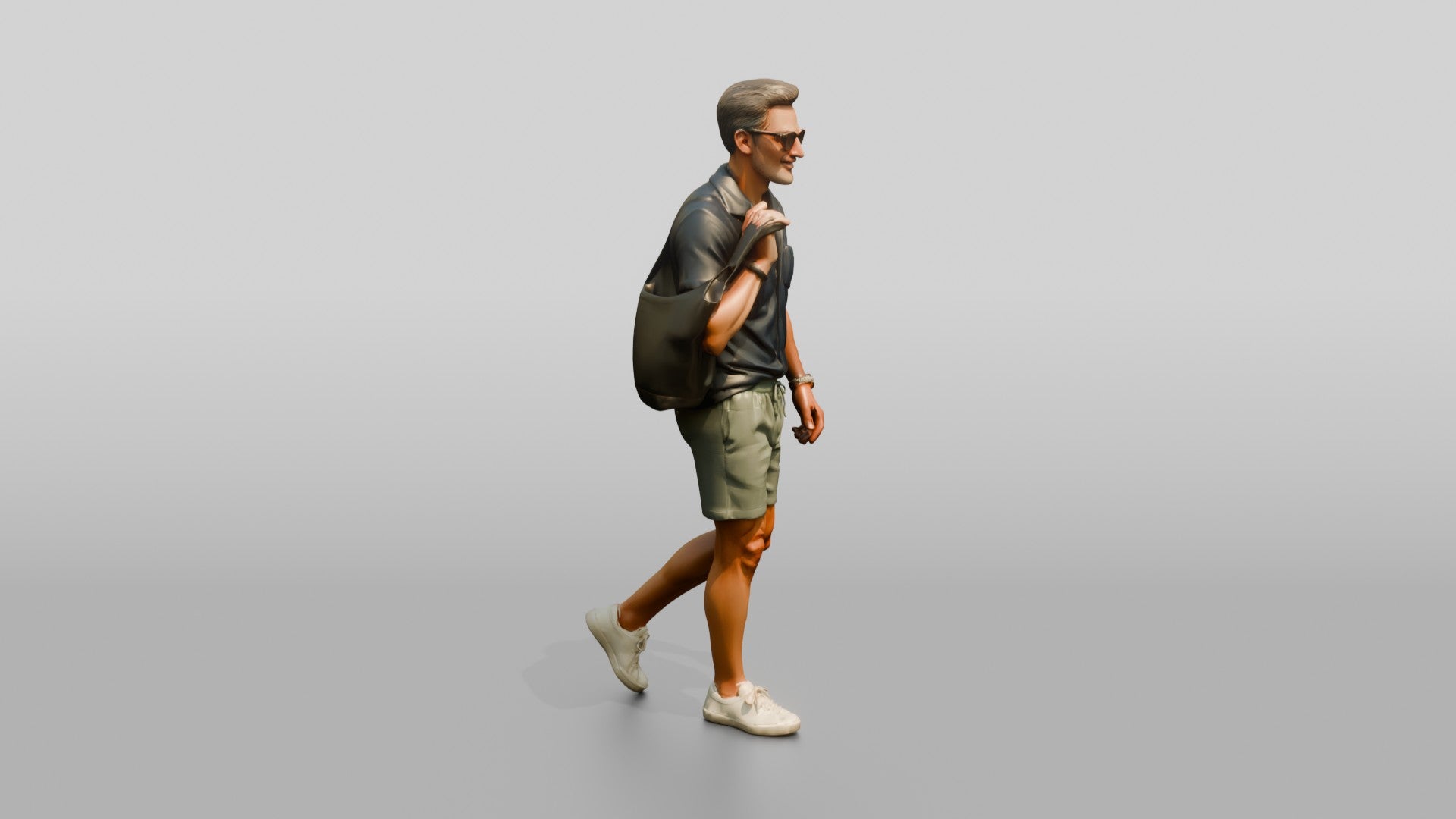 Multicultural Man Walking Strong on the Boardwalk