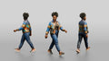 African Woman in Ankara Bomber Jacket Walking
