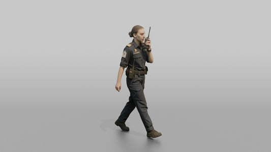 Officer Talking on the VHF Radio on the Bridge - 3D character model, view 1