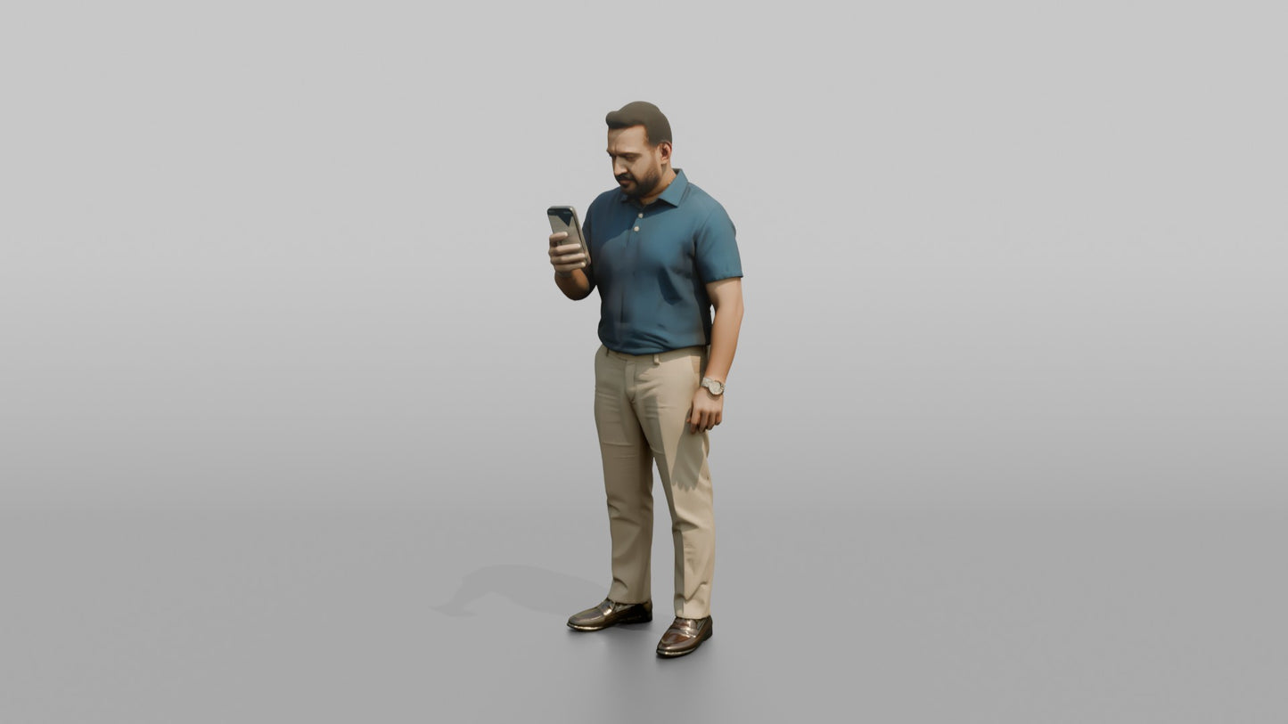 Vacationer Wearing Smart Casual Linen Polo And Trousers