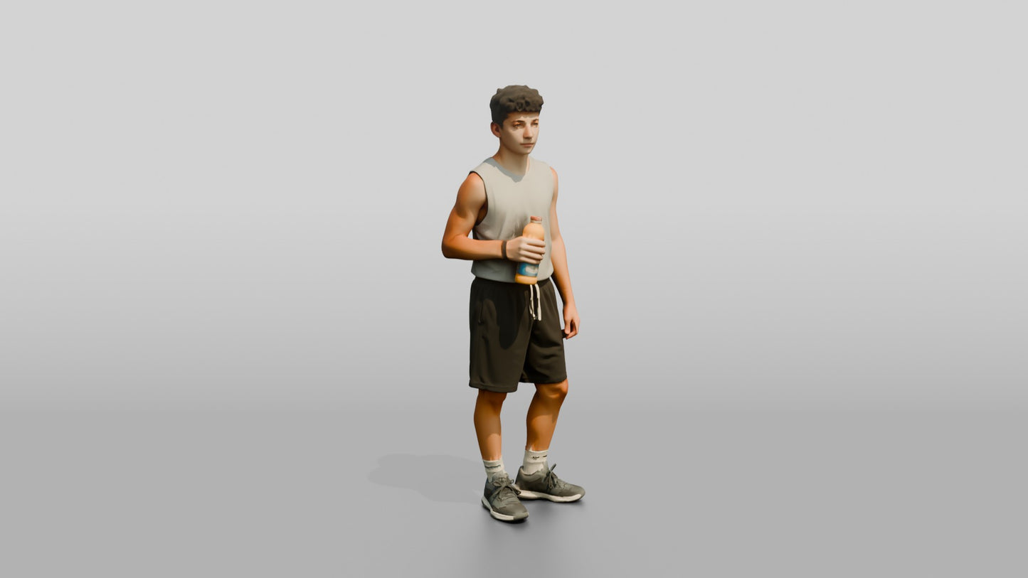 Slender Greek Teenage Boy Holding a Sports Drink