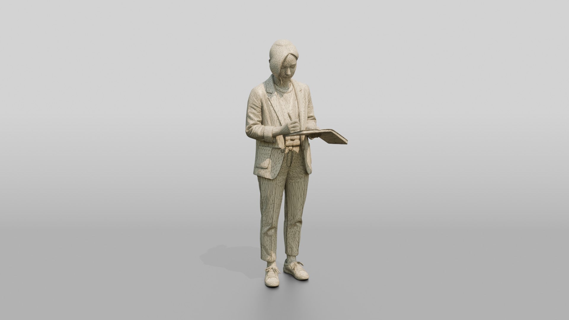 Chinese Woman in Blazer Writing in Notebook