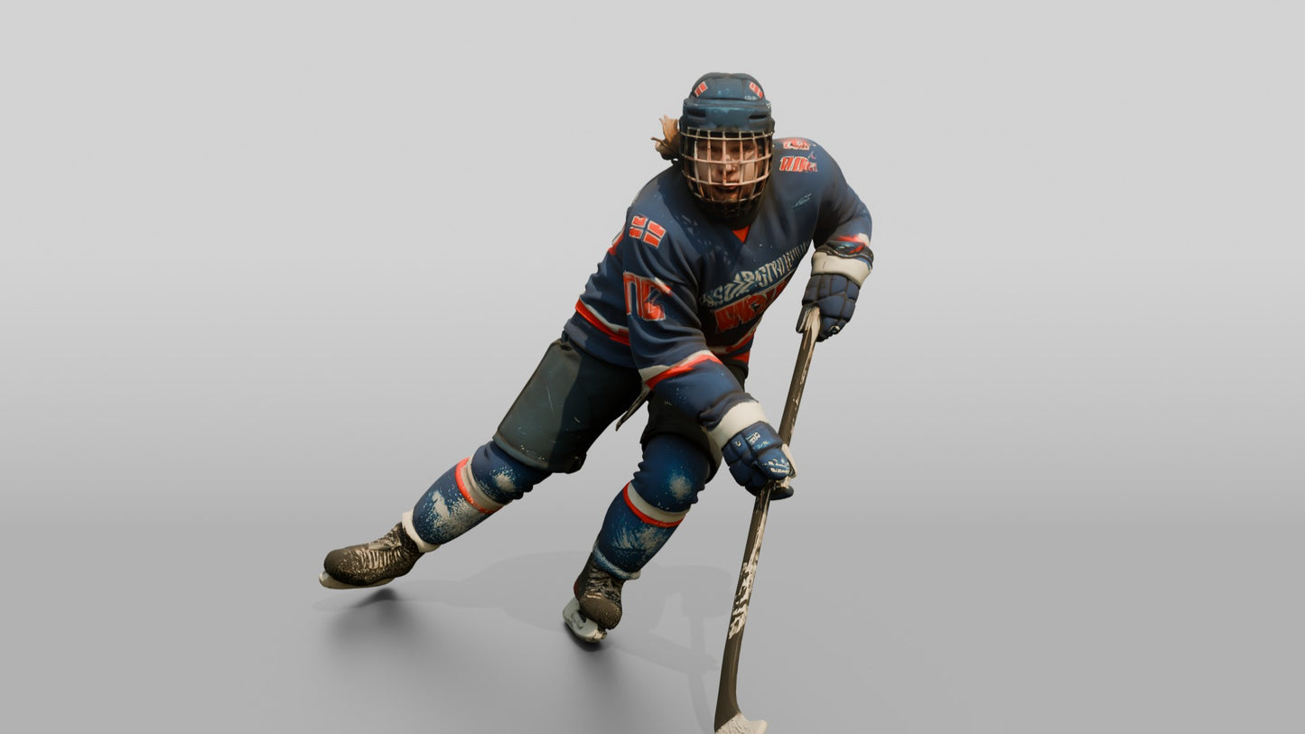 Norwegian Teen Boy Playing Ice Hockey