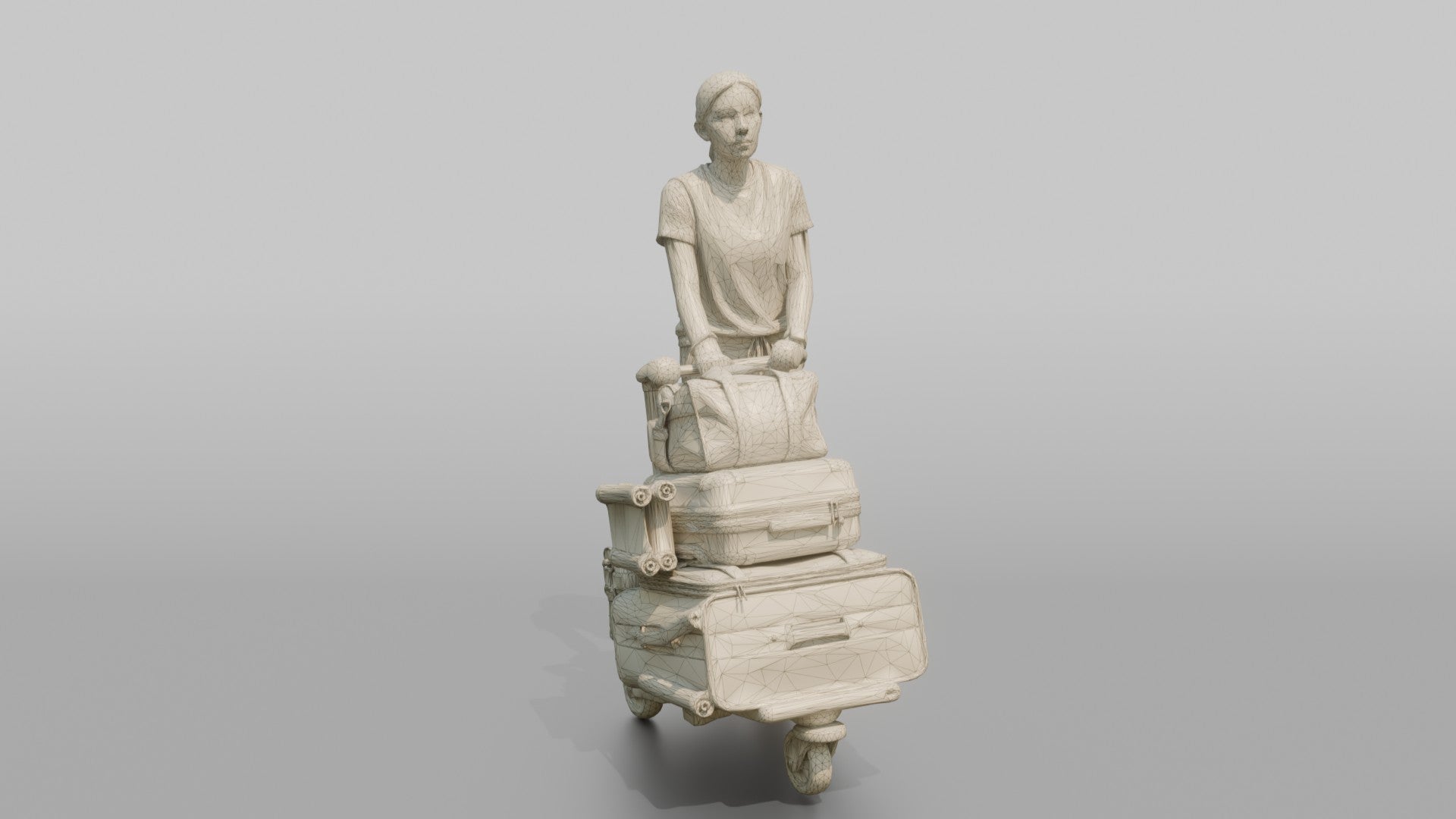 Traveler Pushing A Luggage Cart