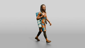 West African Female Walking - 3D character model, view 1