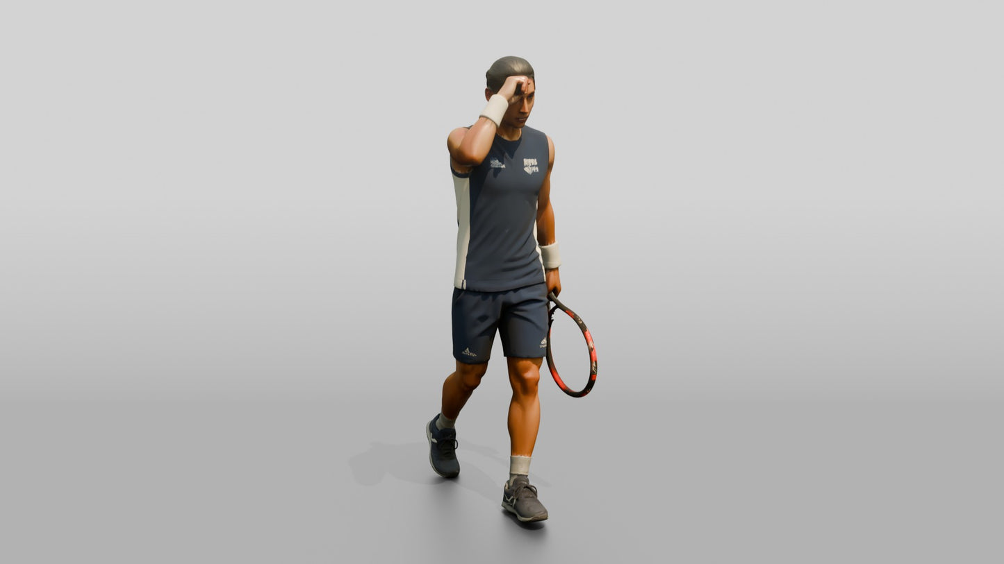 Male Tennis Player Wiping Sweat with a Wristband