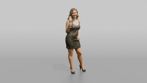 Patron Woman Holding A Champagne Glass, Celebratory Pose - 3D character model