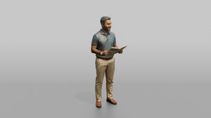 Vacationer Wearing Casual Polo Shirt And Chinos - 3D character model, view 1
