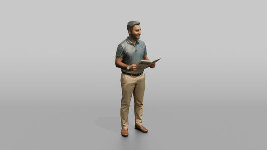 Vacationer Wearing Casual Polo Shirt And Chinos - 3D character model, view 1