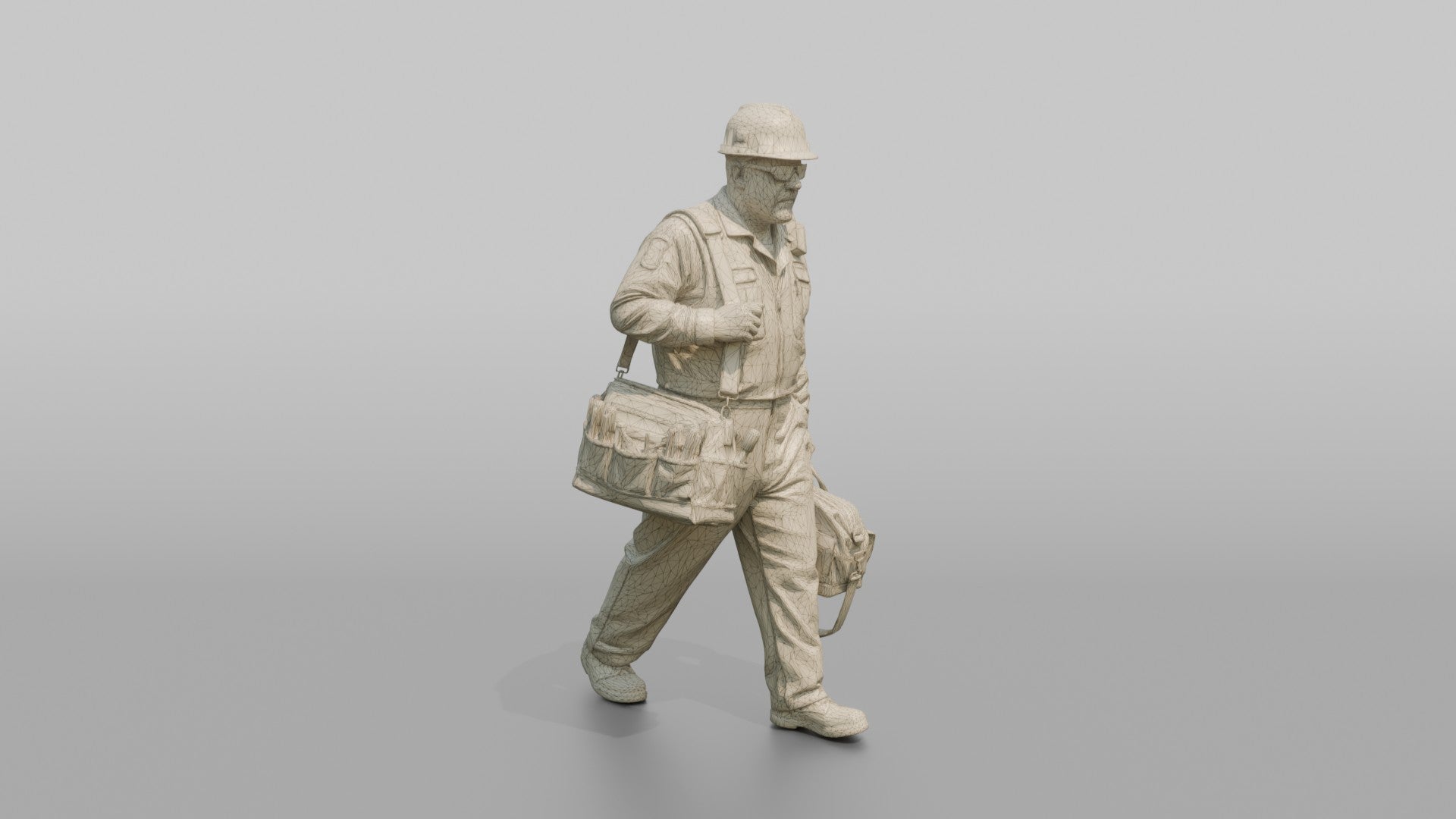 Engineer Carrying a Tool Bag Through the Engine Room