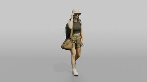 Traveler Putting On Sunglasses In Terminal - 3D character model, view 1